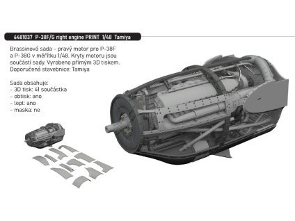 6481037 P 38F G right engine PRINT 1 48 Tamiya