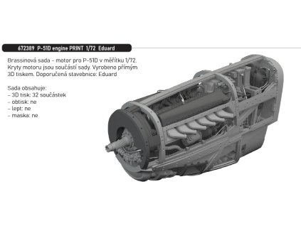 672389 P 51D engine PRINT 1 72 Eduard