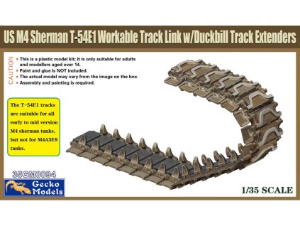 35GM0094 US M4 Sherman T 54E1 Workable Track Link with Duckbill Track Extenders