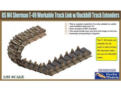 35GM0095 US M4 Sherman T 49 Workable Track Link with Duckbill Track Extenders