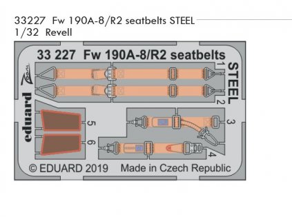 33227 Fw 190A 8 R2 seatbelts STEEL 1 32 Revell