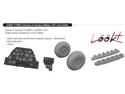 674051 P 51B C exhausts w fairings LööKplus 1 72 Arma Hobby