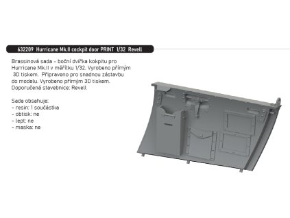 632209 Hurricane Mk.II cockpit door PRINT 1 32 Revell