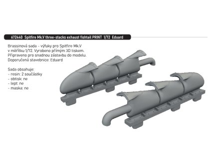 672440 Spitfire Mk.V three stacks exhaust fishtail PRINT 1 72 Eduard