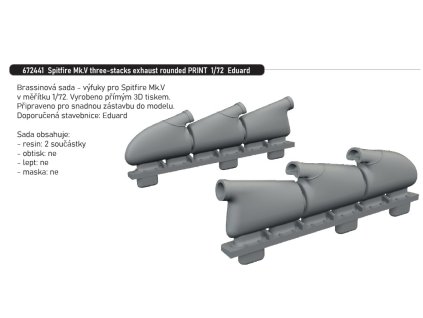 672441 Spitfire Mk.V three stacks exhaust rounded PRINT 1 72 Eduard