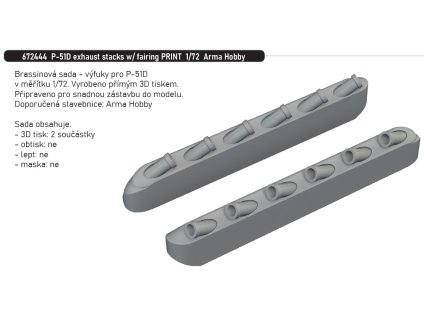 672444 P 51D exhaust stacks with fairing PRINT 1 72 Arma Hobby