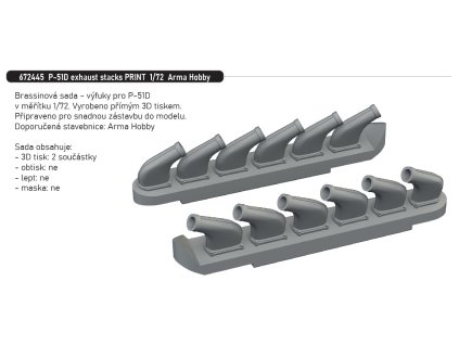 672445 P 51D exhaust stacks PRINT 1 72 Arma Hobby