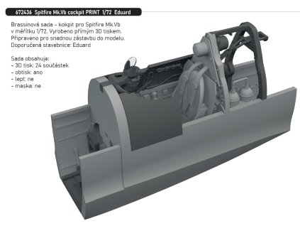 672436 Spitfire Mk.Vb cockpit PRINT 1 72 Eduard