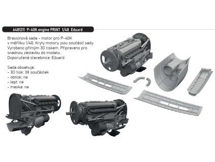 6481211 P 40K engine PRINT 1 48 Eduard