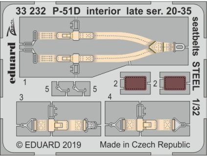 1/32 P-51D interior late ser. 20-35 seatbelts STEEL (TAMIYA)