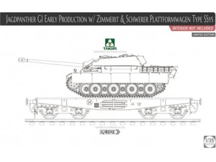 TAK2125X Jagdpanther G1 Early Production w Zimmerit & Schwerer Plattformwagen Type SSys