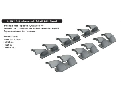 632139 P 40 exhaust stacks fishtail 1 32 Eduard
