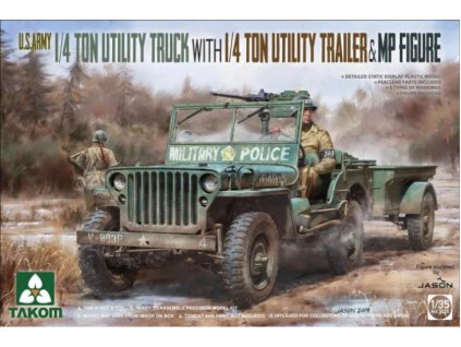 Takom 2126 1 4 Ton Utility Truck with 1 4 Ton Utility Trailer & MP Figure