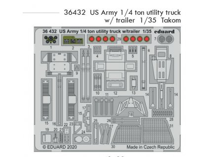 36432 US Army 1 4 ton utility truck with trailer 1 35 Takom