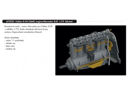 672223 Fokker D.VII (OAW) engine Mercedes D.III 1 72 Eduard