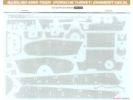 SPS 060 German heavy tank Sd.Kfz.182 Kingtiger (Porsche turret) Zimmerit decal