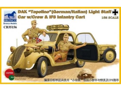 CB35156 DAK Topolino German Italian Light Staff Car with Crew & IFS Infantry Cart
