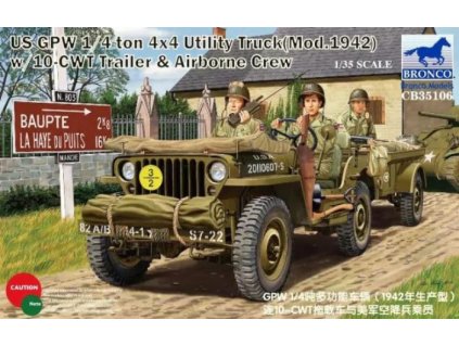 CB35106 US GPW 1 4ton 4×4 Utility Truck (Mod.1942) w 10 cwt Trailer & Airborne Crew