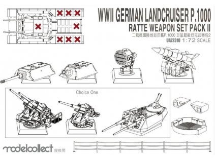UA72310 WWII German Landcruiser P.1000 Ratte Weapon Set Pack II