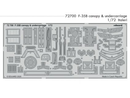 72700 F 35B canopy & undercarriage 1 72 Italeri