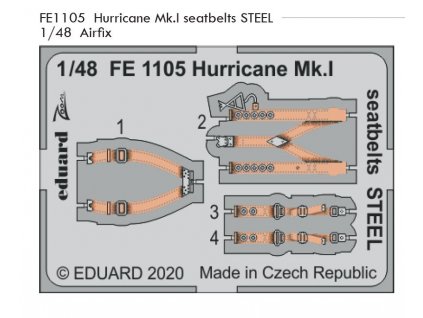 FE1105 Hurricane Mk.I seatbelts STEEL 1 48 Airfix