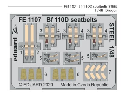 FE1107 Bf 110D seatbelts STEEL 1 48 Dragon