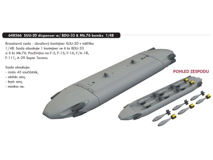 648566 SUU 20 dispenser with BDU 33 & Mk.76 bombs 1 48