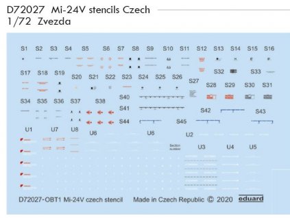 D72027 Mi 24V stencils Czech 1 72 Zvezda