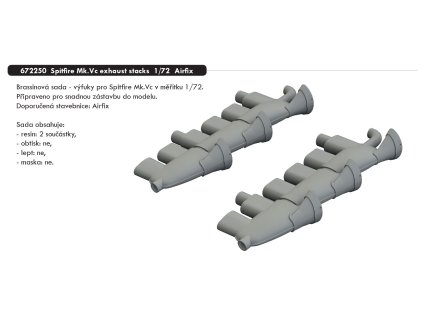 672250 Spitfire Mk.Vc exhaust stacks 1 72 Airfix