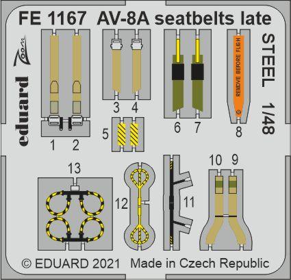 1/48 AV-8A seatbelts late STEEL (KINETIC)