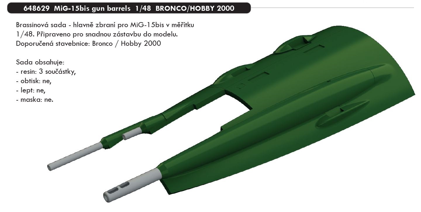 Fotografie 1/48 MiG-15bis gun barrels (BRONCO / HOBBY 2000)