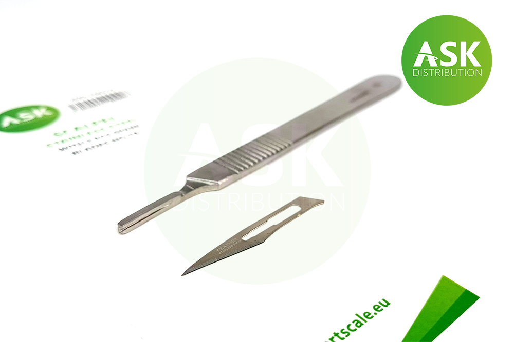 ASK Scalpel stainless steel with 3pcs spare blades no.11