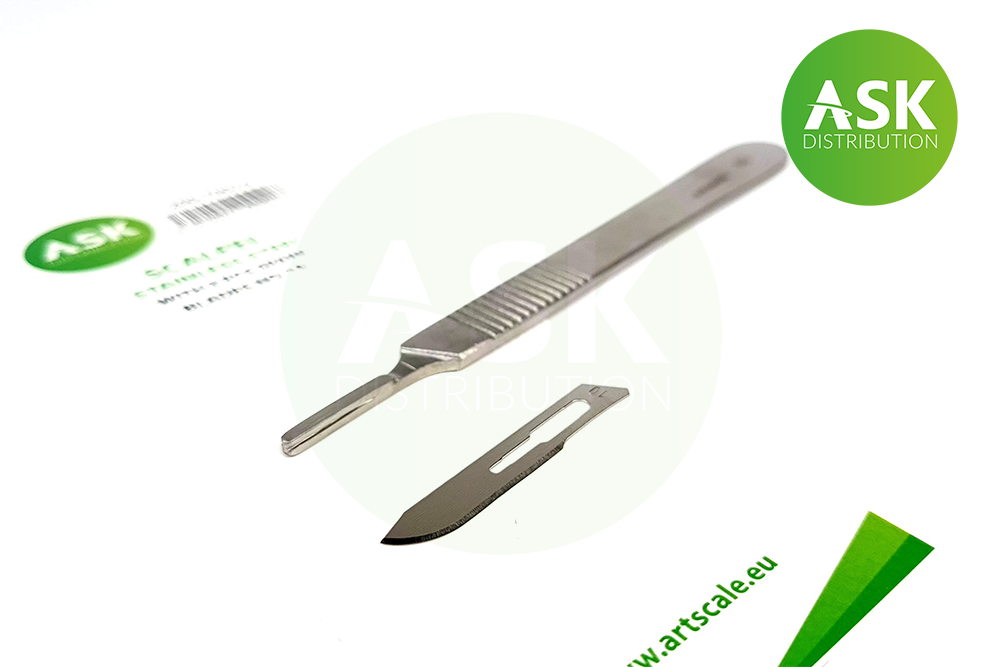 ASK Scalpel stainless steel with 3pcs spare blades no.10