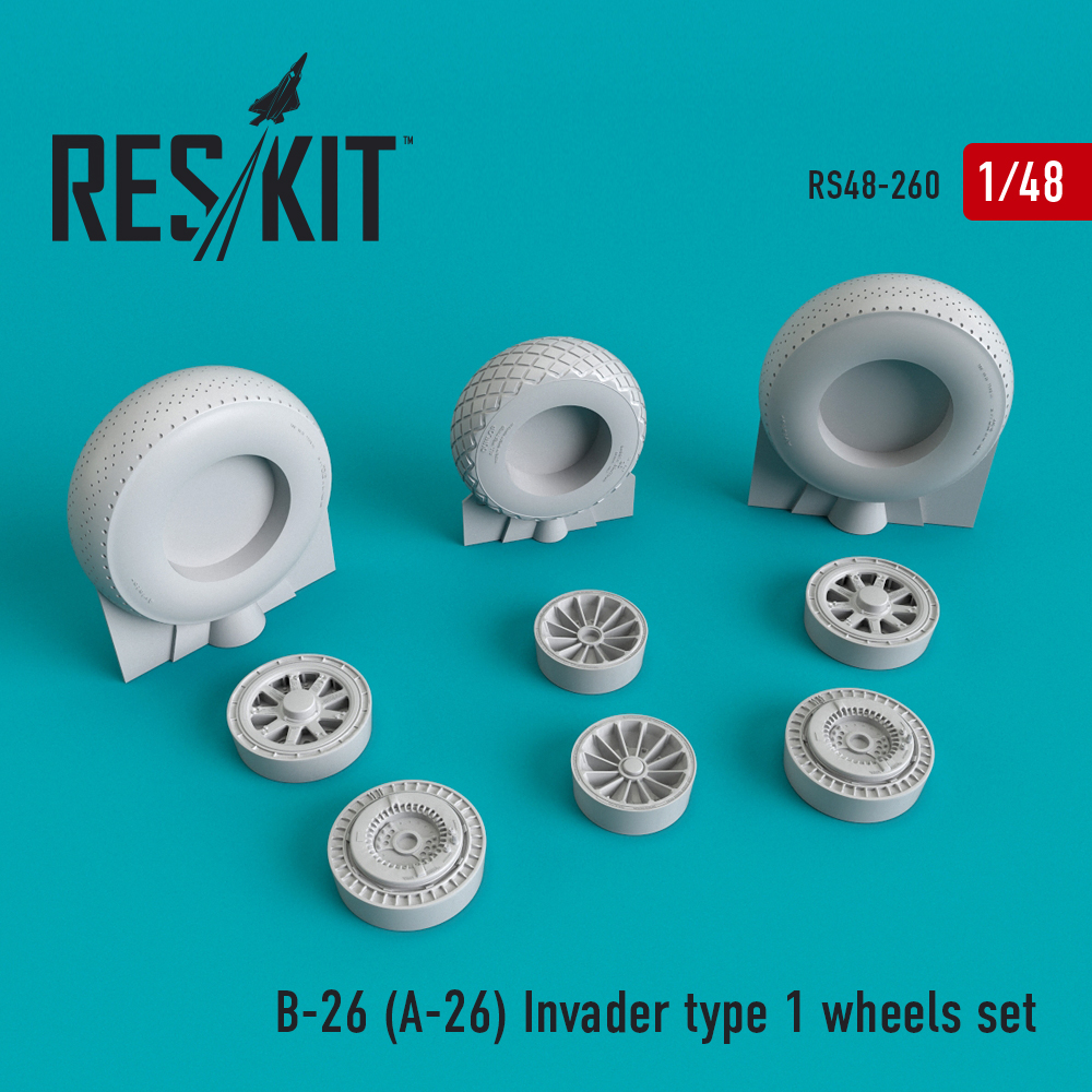 1/48 B-26 (A-26) Invader wheels type 1 (ICM,HAS)