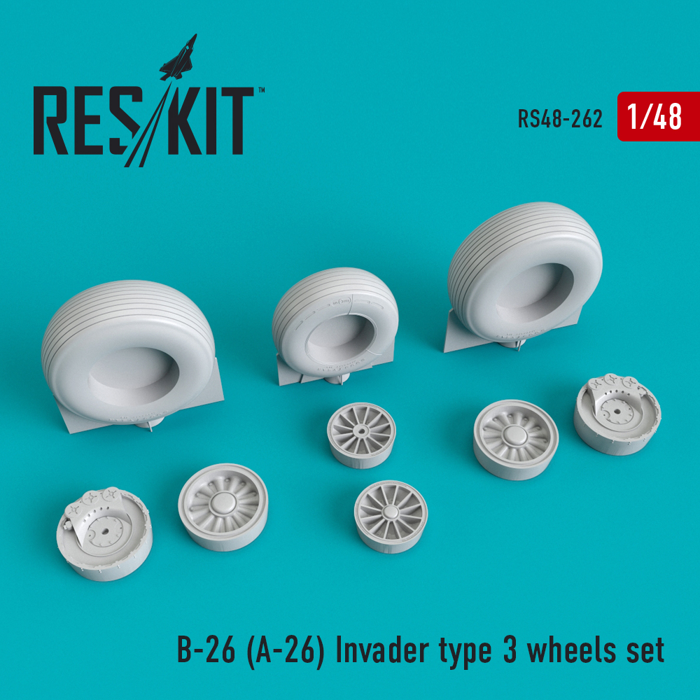 1/48 B-26 (A-26) Invader wheels type 3 (ICM,HAS)