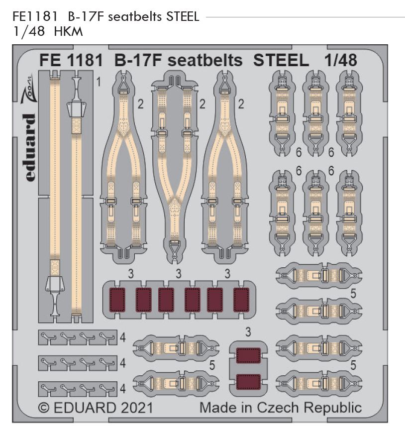 1/48 B-17F seatbelts STEEL (HKM)