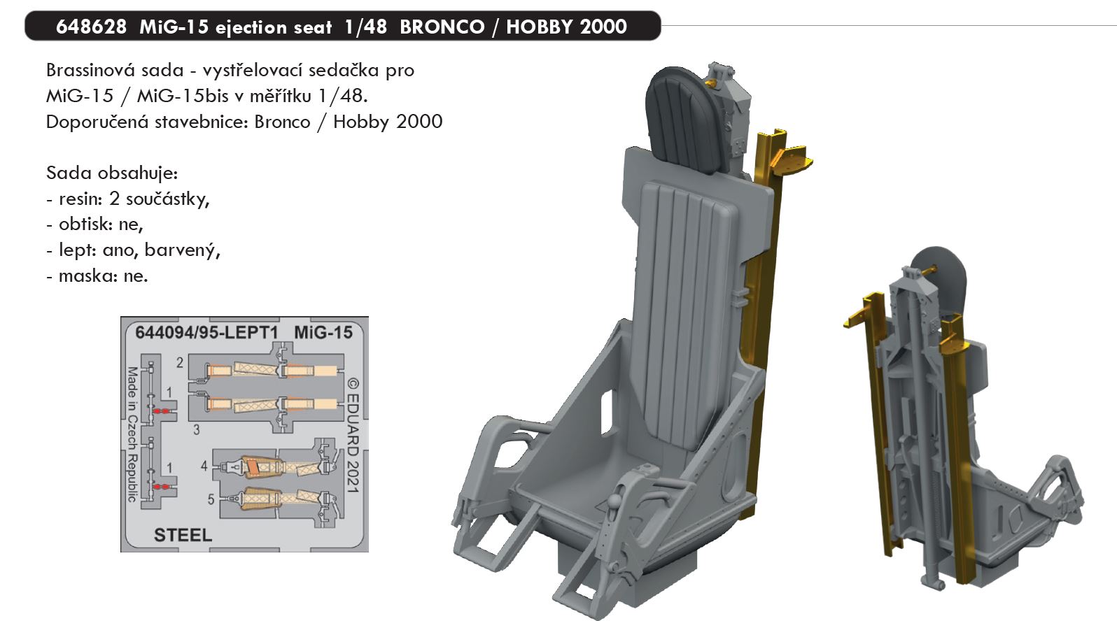 Fotografie 1/48 MiG-15 ejection seat (BRONCO / HOBBY 2000)