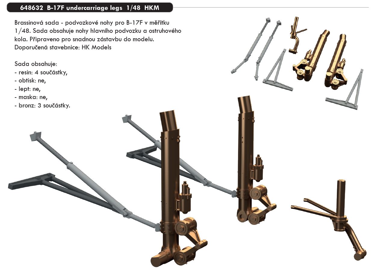 1/48 B-17F undercarriage legs BRONZE (HKM)