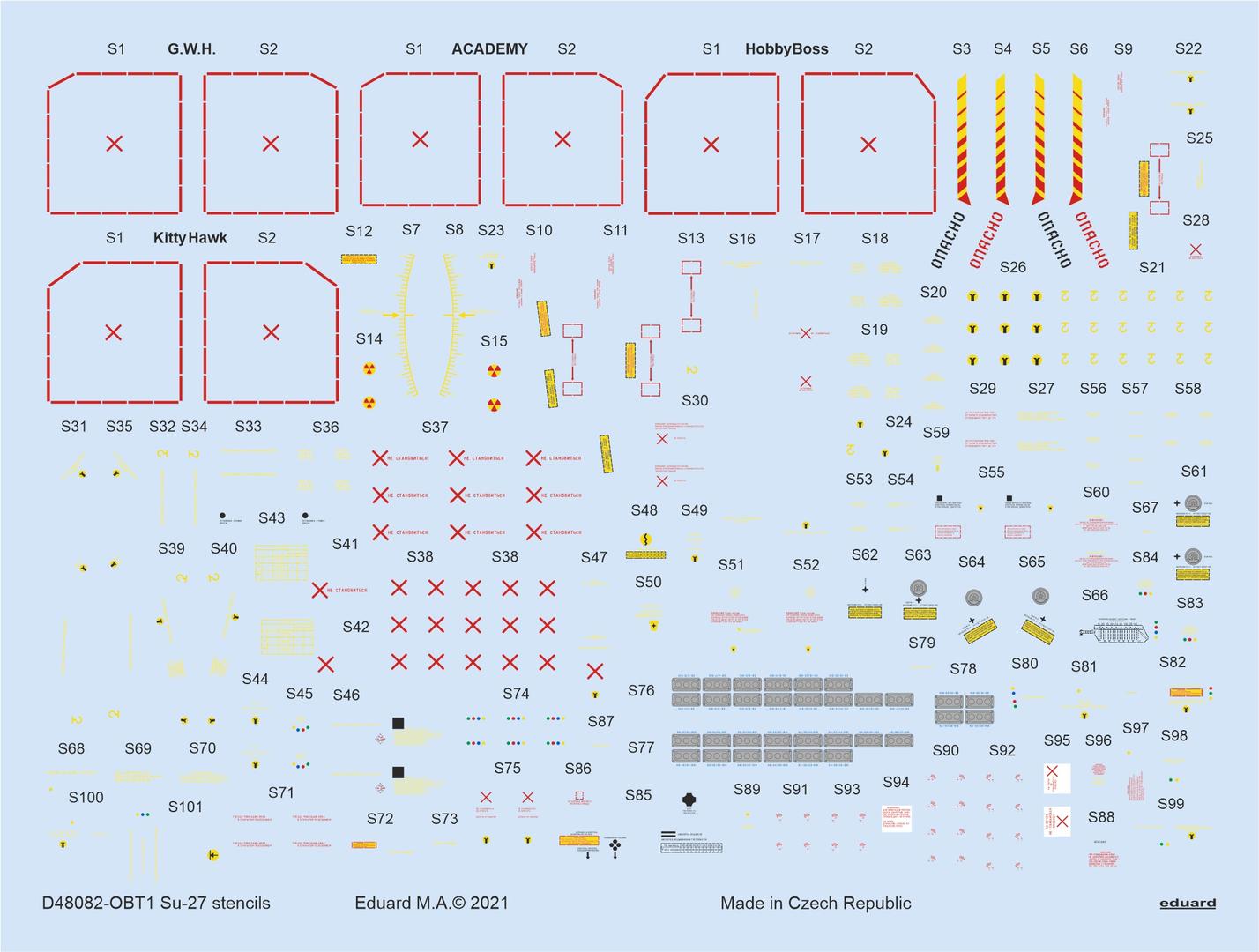 Fotografie 1/48 Su-27 stencils (ACADEMY/KITTY HAWK/HOBBY BOSS/GWH)