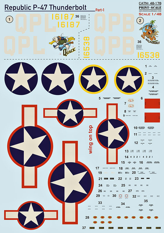 1/48 Republic Thunderbolt P-47 part 1 (wet decals)