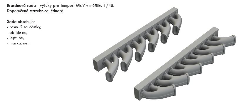 1/48 Tempest Mk.V exhaust stacks (EDUARD)