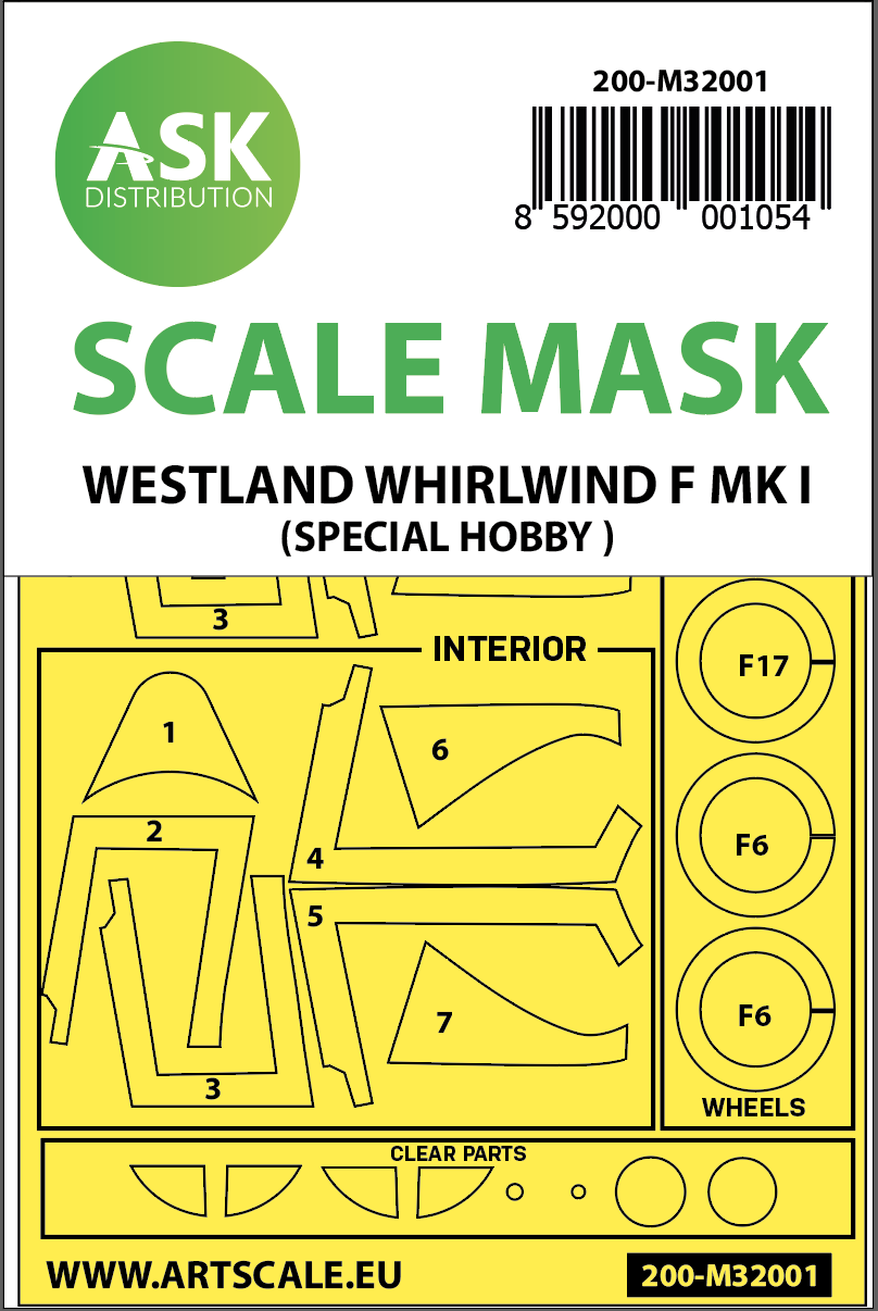 Fotografie 1/32 Westland Whirlwind Mk.I double-sided painting mask for Special Hobby