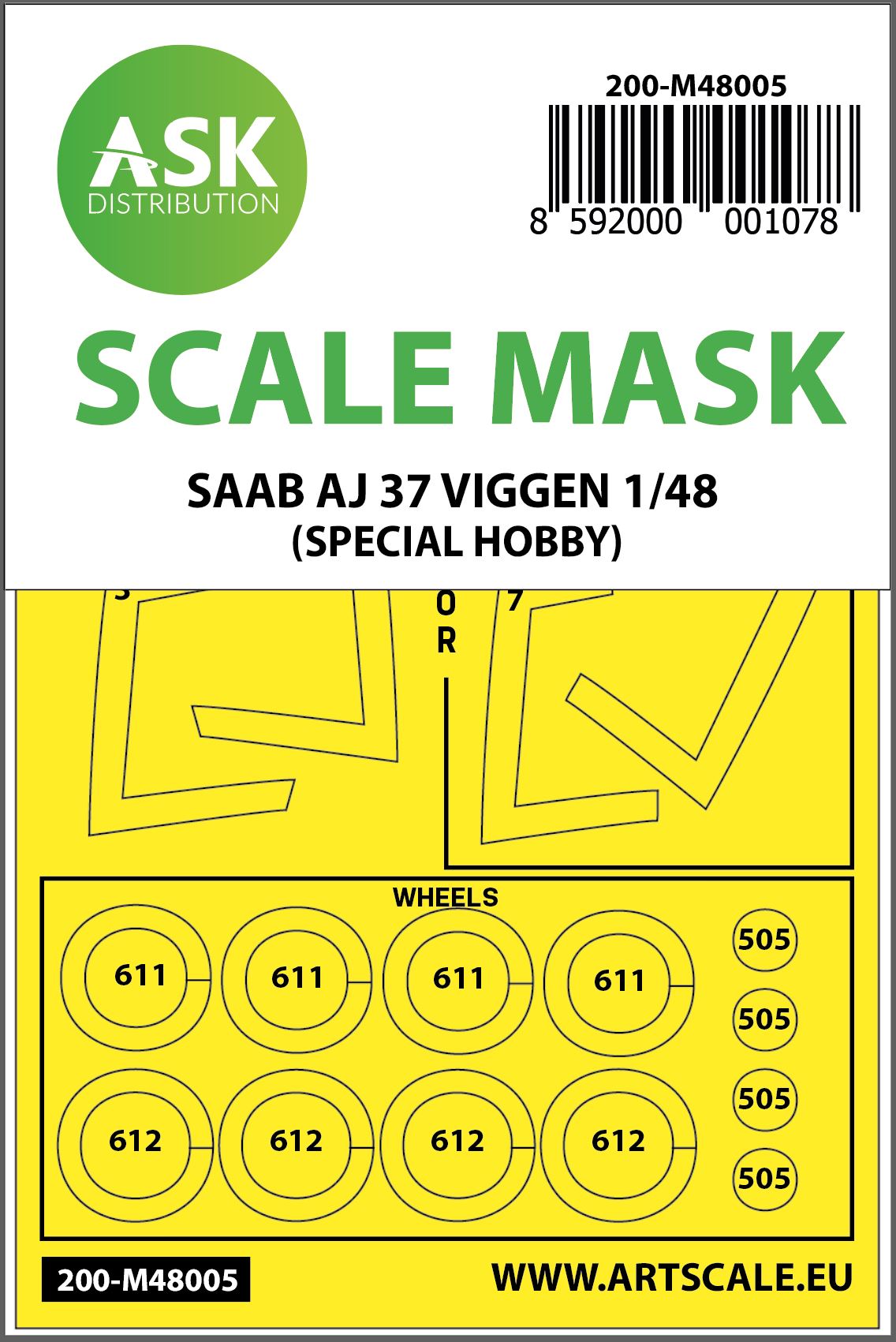 Fotografie 1/48 SAAB AJ 37 Viggen double-sided painting mask for Special Hobby