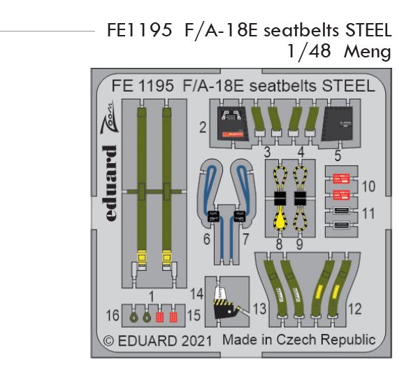 Fotografie 1/48 F/A-18E seatbelts STEEL (MENG)