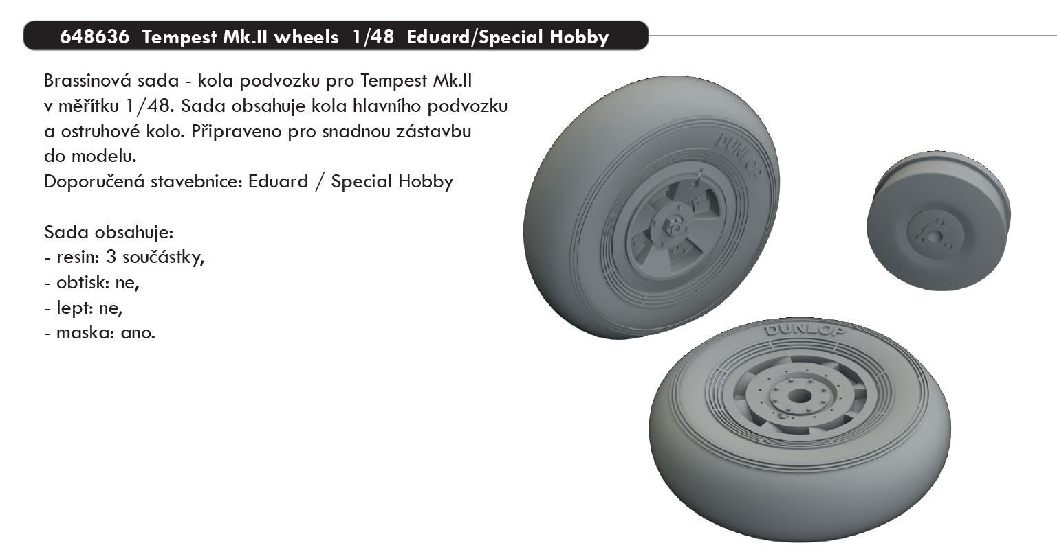 Fotografie 1/48 Tempest Mk.II wheels (EDUARD/SPECIAL HOBBY)