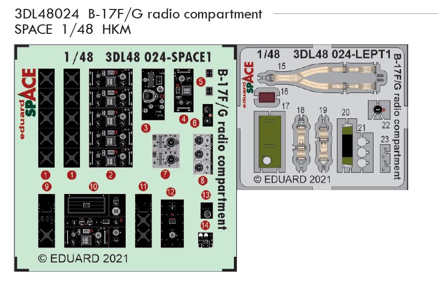 1/48 B-17F/G radio compartment SPACE (HKM)