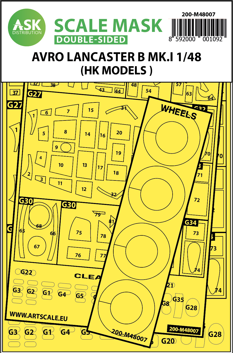 1/48 Avro Lancaster Mk.I B double-sided painting mask for HK Models