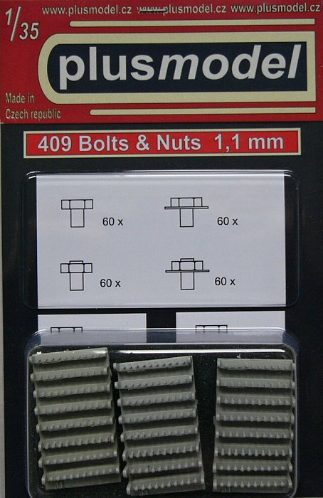 1/35 Bolts and nuts 1,1 mm (4 types, each 60 pcs.)