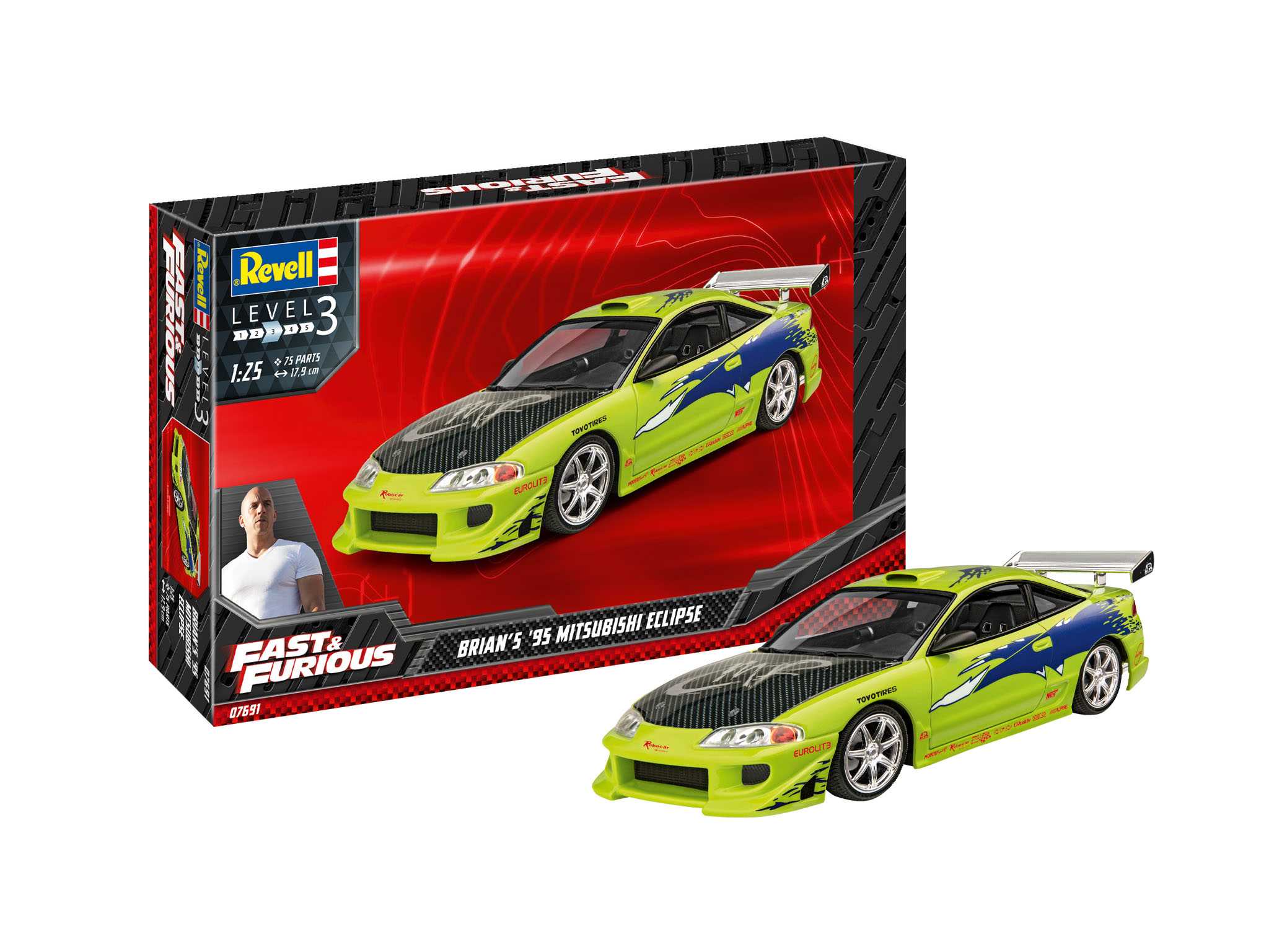 Fotografie Plastic ModelKit auto 07691 - Fast & Furious Brian's 1995 Mitsubishi Eclipse (1:25)