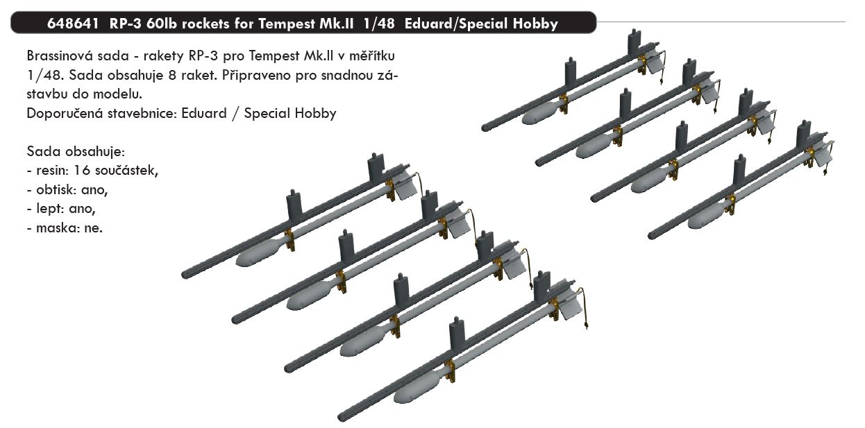 1/48 RP-3 60lb rockets for Tempest Mk.II (EDUARD/SPECIAL HOBBY)
